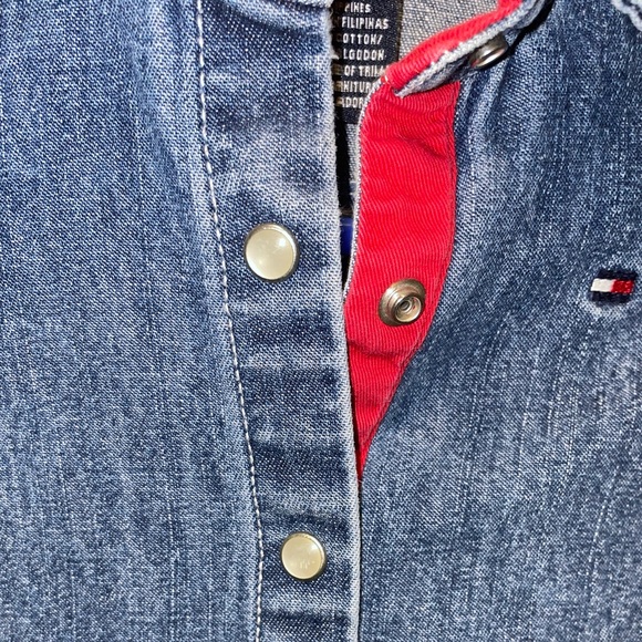 Tommy Hilfiger Denim Dress Girls Long Sleeve Pearl Snap Jumper Size 6 - Picture 3 of 7